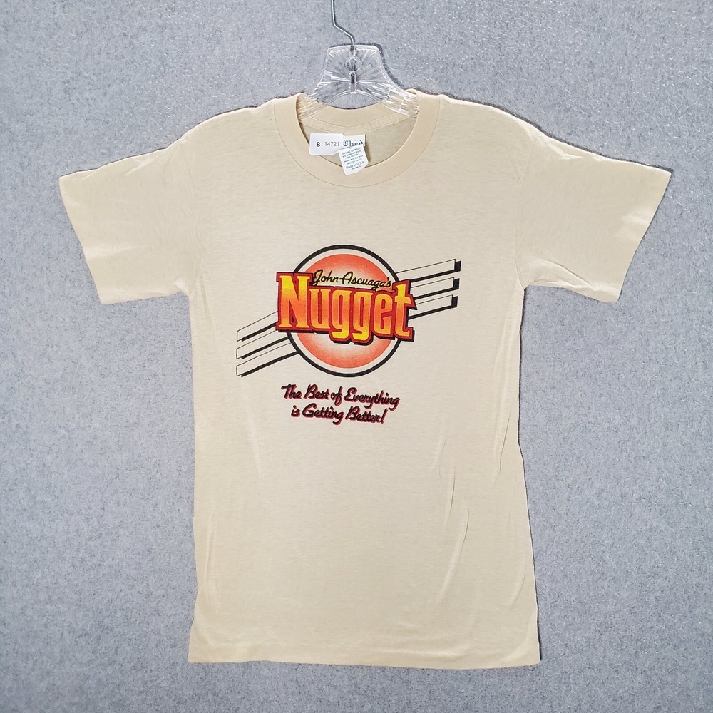 VINTAGE John Ascuaga's Nugget Women Shirt S‎ Beige Single Stitch 80s USA